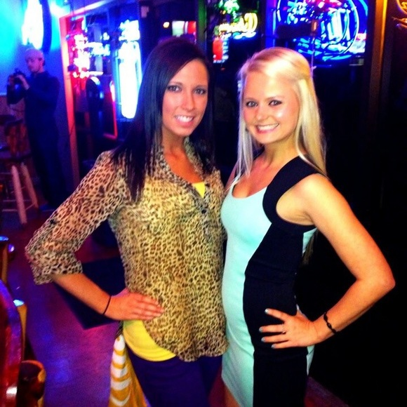 Teal and black tight party dress - Picture 3 of 3